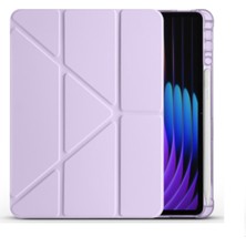 Pad 7 Pro / Pad 7 Uyumlu Kalem Bölmeli Fuchsia Trifolding Akıllı Tablet Kılıfı