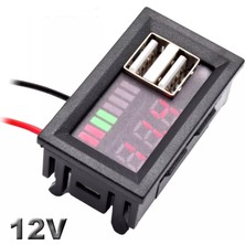 Maroces Dijital Voltmetre Ekranlı 5V 2A USB Ios-Android Çıkışlı 12V Akü Kapasite Göstergesi