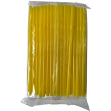 Omeyva Körüklü Sarı Kalın Kokteyl Buzlu Soğuk Içecek Pipet - 22 Cm. - 8 Mm. -100 Adetlik Paket