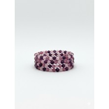 MentorAly Doğal Taş Bileklik – Pembe Kuvars, Ametist ve Çilek Kuvars – El Yapımı (1 Adet)