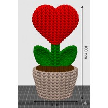 Antilop 3D Baskı Dekoratif Saksı Çiçeği – Kalp Formlu Çiçek, Masa & Raf Dekoru