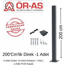 Ör-As Tel Örgü Panel Çit Direği AKSESUARLI-(-200CM-)RENK Antrasit Gri