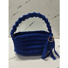 Vela Bohem El Yapımı Penye Ip Örgülü Mavi El ve Kol Çantası