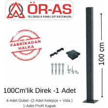 Ör-As Tel Örgü Panel Çit Direği AKSESUARLI-(-100CM-)RENK Antrasit Gri