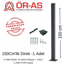 Ör-As Tel Örgü Panel Çit Direği AKSESUARLI-(-150CM-)RENK Antrasit Gri
