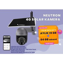 Nif Bilişim Neutron 3mp 360 Derece 1 Yıllık Sim Kart + Hafıza Kartı Dahil 4.5g, 64GB Sd Kart Dış Mekan Solar Güneş Panelli Kamera
