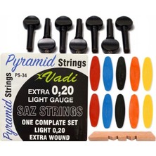 Vadi 0.20 Pyramid Bağlama Teli Abanoz Burgu Tezene Eşik 4'lü Set