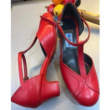 Bitangosu Swıngtıme – T-Strap Swıng-Lindy Hop- Dans Ayakkabısı (Kırmızı Deri)