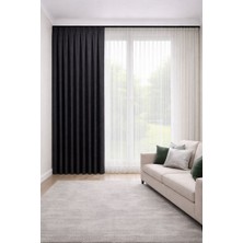 Perde Merkezi Balıksırtı Antrasit Silver Fon Perde Salon ve Misafir Odalarına Uygun 1/3 Sık Pileli Tek Kanat Lüks Modern Fon Perde