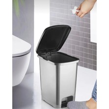 Umbex Pedallı Her Litre Gri Banyo Mutfak Çöp Kovası Çöp Kutusu Kapaklı Slim