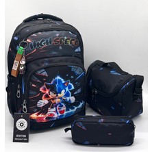 Bevitton Erkek Çocuk Ilk Okul Çantası 3'lü Set Ilkokul Çantası Siyah Karakter Desenli Takım