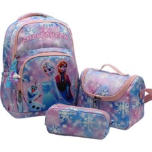 Harmela Kız Çocuk Ilk Okul Çantası 3'lü Set Ilkokul Çantası Karakter Desenli Takım Mavi