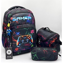 Bevitton Çocuk Ilk Okul Çantası Siyahy 3'lü Set Ilkokul Çantası Karakter Desenli Takım