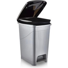 Umbex Pedallı Her Litre Gri Banyo Mutfak Çöp Kovası Çöp Kutusu Kapaklı Slim
