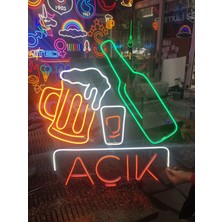 Neonled Tekel & Bar Açık Yazısı Neon LED