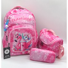 Bevitton Kız Çocuk Ilk Okul Çantası Pembe 3'lü Set Ilkokul Çantası Karakter Desenli Takım