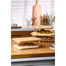 Emsan Naturel Borosilikat 3'lü Dikdörtgen Saklama Kabı