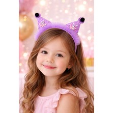 Vitrinmixmini Kuromi Figürlü Mor  Simli Ponponlu Kız Çocuk Taç- Kutulu