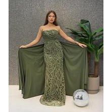 E&A Eren Abiye Straplez Incı Islemelı Pelerınlı Balık Abıye