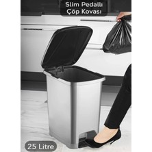 Umbex Pedallı Her Litre Gri Banyo Mutfak Çöp Kovası Çöp Kutusu Kapaklı Slim