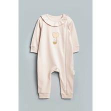 Vauva Kız Bebek Çocuk Tulum Nakışlı Yaka Fırfırlı Tulum Çift Taraf Fermuarlı Tulum