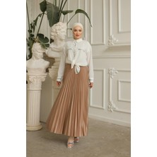 RFK Butik Kadın Piliseli Tesettür Etek - Taba