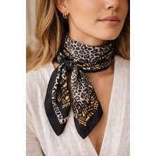 Chaldemar Kadın Leopar Desenli Kare Fular