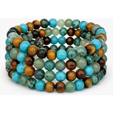 MentorAly Doğal Taş Bileklik – Kaplan Gözü ve Afrika Turkuazı – El Yapımı (1 Adet)