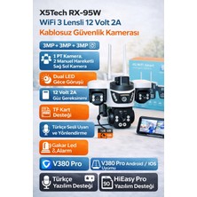 X5 Tech X5TECH RX-95W Wifi 3 Lensli 12 Volt 2A Kablosuz Güvenlik Kamerası 3mp+3mp+3mp 3 Kamera