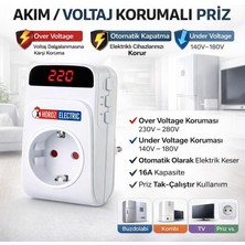 Horoz Protex-R Voltaj Korumalı Priz – Dijital Ekranlı, Ayarlanabilir Aşırı & Düşük Voltaj Koruması