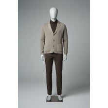 Elevli Erkek Triko Ceket Hırka Vizon