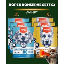 Wanpy Biftekli & Tavuklu Köpek Konservesi 3’lü Set - Tahılsız %100 Hayvansal Proteinli
