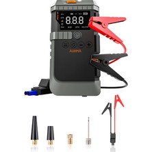 Bosile Auhma 4'ü 1 Arada Akü Takviye & Lastik Şişirme Pompası - 12000MAH 150 Psı Dijital Göstergeli Powerbank ve LED Fener