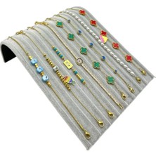 Sezgin Kutu ve Aksesuar Bileklik Standı Oval Bileklik Organizeri Gri Süet Kumaş Kaplama