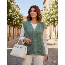 Mamizya Kadın Triko Düğmeli Günlük Şık Yelek