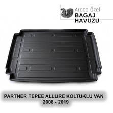Elorcar Peugeot Partner Tepee Allure Koltuklu Van 2008 - Sonrası 3D Bagaj Havuzu