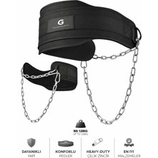 Gazelmanya Dip Belt Ağırlık Kemeri Dips Kemeri Ağırlık Kaldırma Kemeri Barfiks Chin-Up Zincirli Kemer