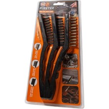 Kinetex Tel Fırça Kalım Telli Saplı Temizlik Fırçası 3lü Set 230MM 9inç Naylon Çelik Pirinç