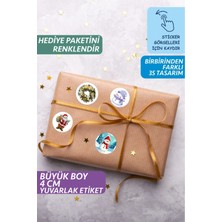 İstisna 35 Adet Yılbaşı Temalı Noel Baba Kardan Adam Sticker Etiket