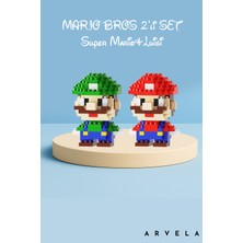 Arvela Mini Blok Oyuncak Figür Seti 2’li – Super Mario ve Luigi | Mikro Blok Koleksiyon Seti