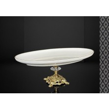 Efegil Bold Altın Yaldızlı 30X22CM Porselen Ayaklı Kayık Sunumluk