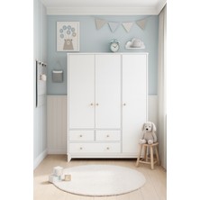 Koza %100 Mdf Bonnie Beyaz 3 Kapılı Bebek&çocuk Gardırop
