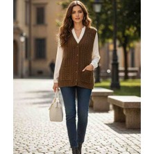 Mamizya Kadın Triko Düğmeli Günlük Şık Yelek