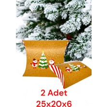 İstisna 2 Adet Yastık Modeli Özel Tasarım Kraft Noel Baba Yılbaşı Hediye Paketi Yeni Yıl Hediye Paketi