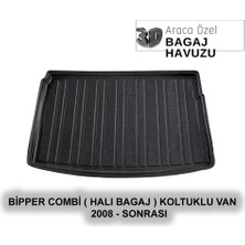 Elorcar Peugeot Bipper Combi ( Halı Bagaj ) Koltuklu Van 2008 - Sonrası 3D Bagaj Havuzu
