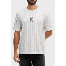 Armani Exchange Pamuklu Regular Fit Logolu Bisiklet Yaka Çizgili T Shirt Erkek T Shirt XM001791 AF10356 F0158