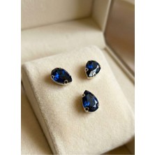 Boncukcu Abla 13X18MM Delikli Damla Kesim Kasalı Kristal Cam Taş - Mavi (20 Adet) - Dikmeli Boncuk