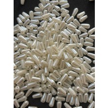 Boncukcu Abla 4x8 Sedefli Krem Rengi Damla Inci (25 Gram) 350 Adet Delikli Inci B:34