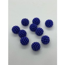 Boncukcu Abla 100 gr 14MM Lacivert Parçalı Böğürtlen Inci Boncuk Takı Yapım Boncuğu (100 Adet)