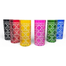 Sudedi Home Renkli Kesme Cam Kahve Yanı Su Bardağı Seti 6 Adet